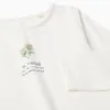 Long sleeve T-shirt with flower print and ruffles for girls, white