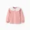 T-shirt with Broderie Anglaise Collar and Ruffles for Girls, Pink