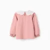 T-shirt with Broderie Anglaise Collar and Ruffles for Girls, Pink