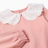 T-shirt with Broderie Anglaise Collar and Ruffles for Girls, Pink