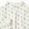 Long Sleeve Ribbed T-shirt with Floral Motif for Girls, White