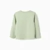 Long sleeve cotton T-shirt with 'Fully Awake' print for girls, light green