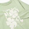 Long sleeve cotton T-shirt with 'Fully Awake' print for girls, light green