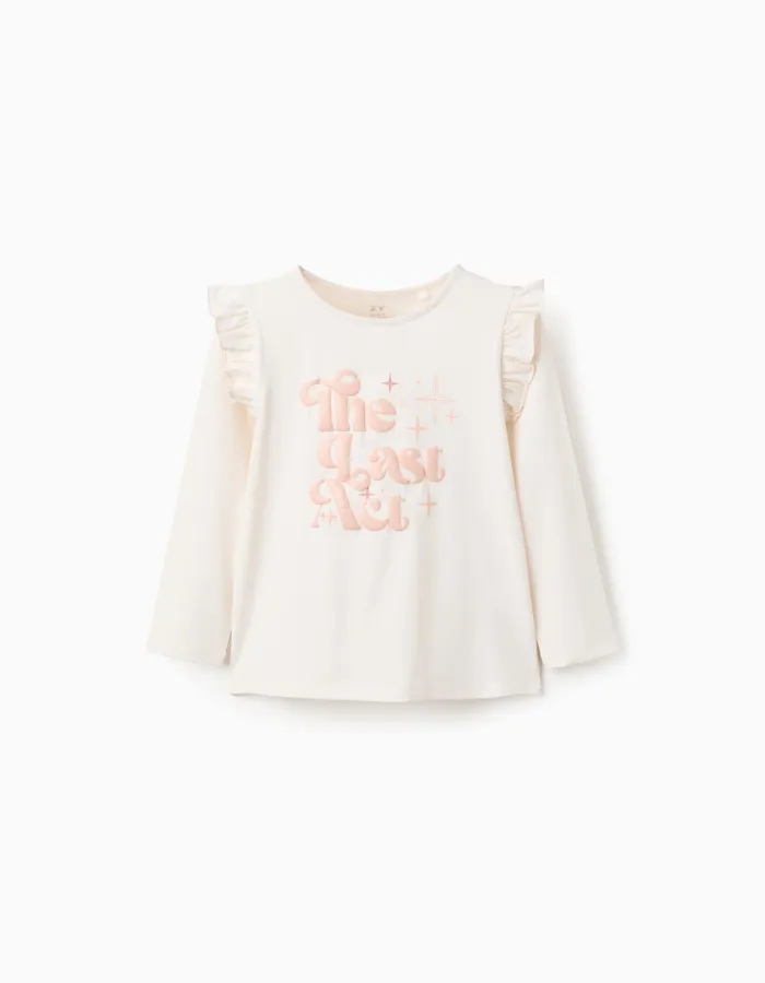 Long Sleeve T-shirt with Print for Girls, Orange