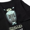Cotton long sleeve T-shirt with glow-in-the-dark print for girls, black