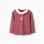 Long sleeve T-shirt with print and ruffled collar for girls, dark pink