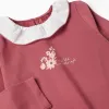 Long sleeve T-shirt with print and ruffled collar for girls, dark pink