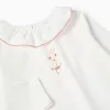 Long sleeve T-shirt with print and ruffled collar for girls, white
