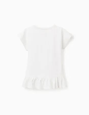 Cotton T-shirt with Stitch and Angel print for girls, white