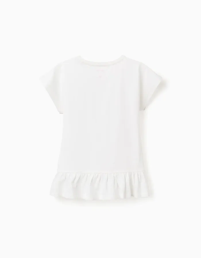 Cotton T-shirt with Stitch and Angel print for girls, white