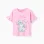 Cotton T-shirt with Stitch and Angel print and ruffles for girls, pink