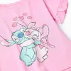 Cotton T-shirt with Stitch and Angel print and ruffles for girls, pink