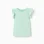 T-shirt with ruffled sleeves and round collar for girls, light green