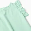 T-shirt with ruffled sleeves and round collar for girls, light green