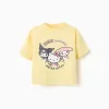 Cotton T-shirt with Kuromi and friends print for girls, yellow