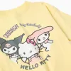 Cotton T-shirt with Kuromi and friends print for girls, yellow