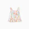 Sleeveless cotton top with colourful print for girls, multicolour