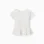 Cotton T-shirt with ruffled hem for girls, white