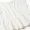 Cotton T-shirt with ruffled hem for girls, white