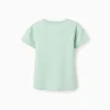 Cotton T-shirt with starfish print for girls, light green