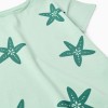 Cotton T-shirt with starfish print for girls, light green