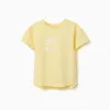 Cotton T-shirt with Alma de Mar print for girls, yellow