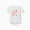 Cotton T-shirt with shell print and dropped shoulders for girls, white