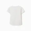 Cotton T-shirt with shell print and dropped shoulders for girls, white