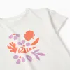 Cotton T-shirt with shell print and dropped shoulders for girls, white