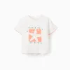 Cotton starfish T-shirt for girls, white/orange/green