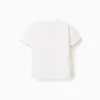 Cotton starfish T-shirt for girls, white/orange/green