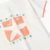 Cotton starfish T-shirt for girls, white/orange/green