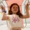 Cotton T-shirt with flower print and fringes for girls, white