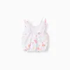 Sleeveless cropped cotton top with beach motif for girls, white