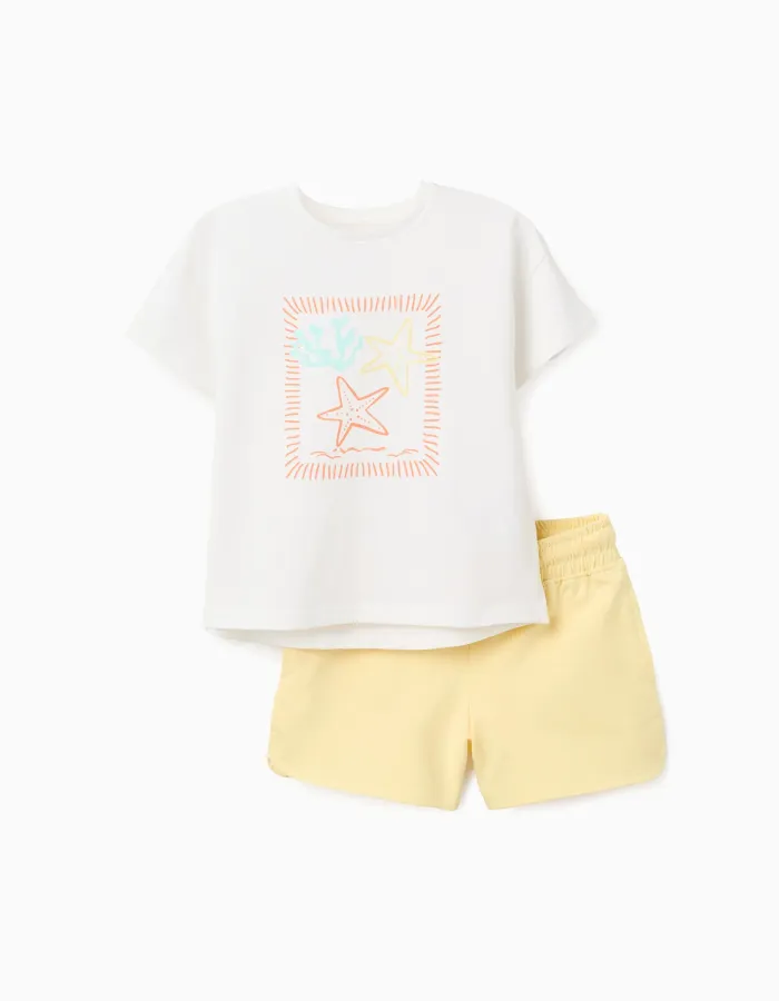 SET SS TSHIRT SHORTS, LIGHT YELLOW