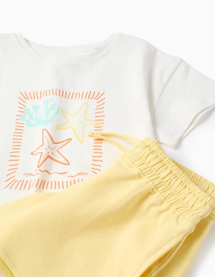 SET SS TSHIRT SHORTS, LIGHT YELLOW