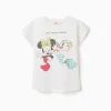 Cotton T-shirt with Minnie and Daisy print for girls, white