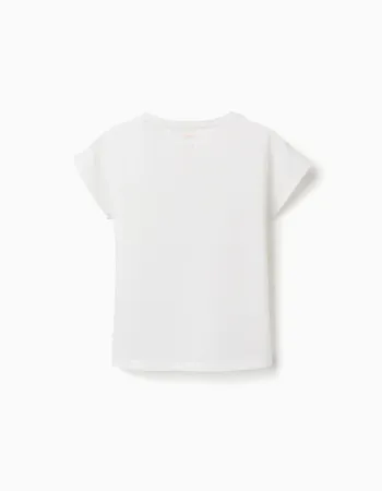 Cotton T-shirt with Minnie and Daisy print for girls, white