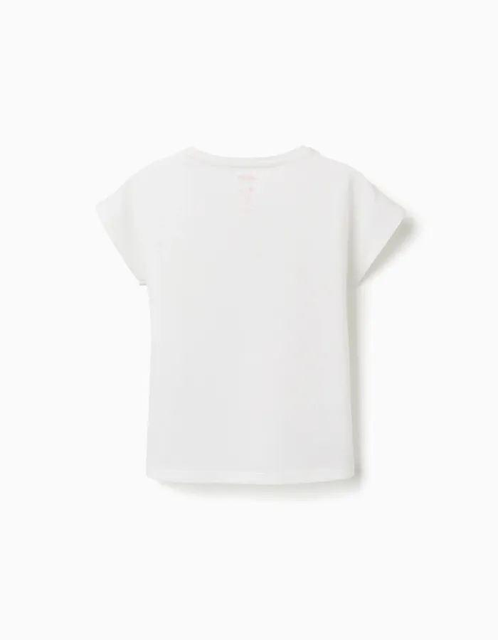 Cotton T-shirt with Minnie and Daisy print for girls, white