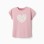 Cotton T-shirt with floral heart print for girls, pink