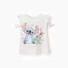 Cotton T-shirt with Stitch & Scrump print for girls, light beige