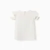Cotton T-shirt with Stitch & Scrump print for girls, light beige