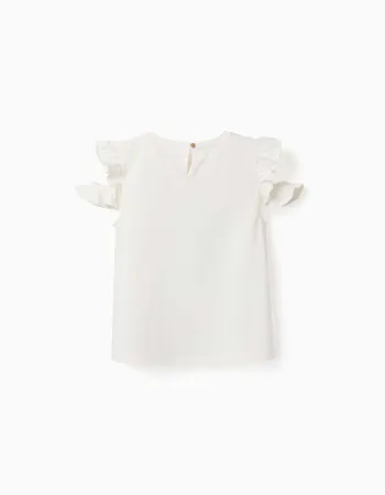 Cotton T-shirt with Stitch & Scrump print for girls, light beige