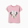 Cotton T-shirt with Minnie print for girls, pink