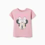 Cotton T-shirt with Minnie print for girls, pink