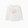 Long sleeve cotton T-shirt with Art and Nature print for girls, white