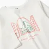 Long sleeve cotton T-shirt with Art and Nature print for girls, white