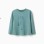 Long sleeve cotton T-shirt with Art and Nature print for girls, blue-green