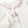 Long sleeve cotton T-shirt with flower vase print for girls, white