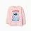 Long sleeve cotton T-shirt with Stitch print for girls, light pink
